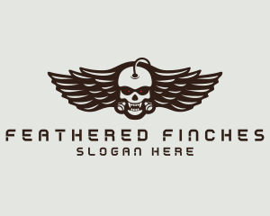 Angry Skull Wing logo design