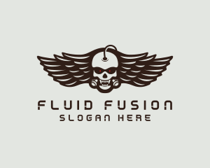 Angry Skull Wing logo design