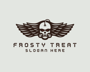 Angry Skull Wing logo design