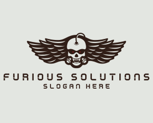 Angry - Angry Skull Wing logo design