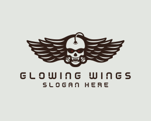 Angry Skull Wing logo design