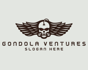 Angry Skull Wing logo design