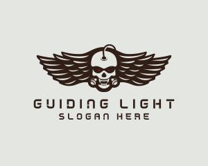 Angry Skull Wing logo design