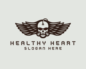 Angry Skull Wing logo design