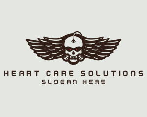 Angry Skull Wing logo design