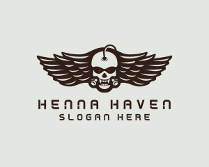 Angry Skull Wing logo design