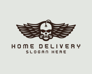 Angry Skull Wing logo design