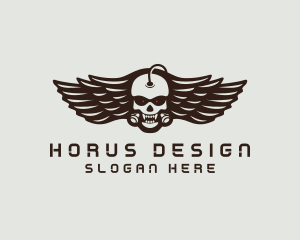 Angry Skull Wing logo design