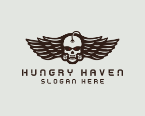 Angry Skull Wing logo design