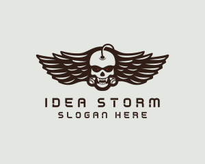 Angry Skull Wing logo design