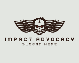 Angry Skull Wing logo design