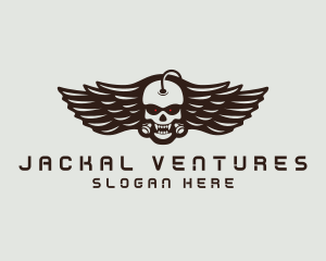 Angry Skull Wing logo design