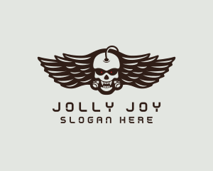 Angry Skull Wing logo design