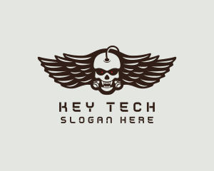 Angry Skull Wing logo design