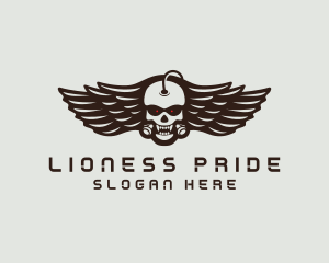 Angry Skull Wing logo design