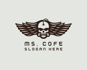 Angry Skull Wing logo design