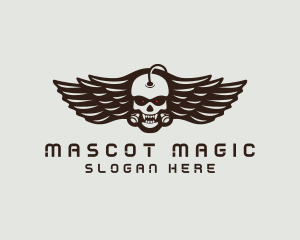 Angry Skull Wing logo design