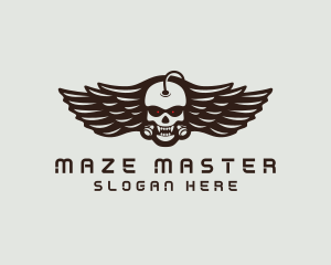 Angry Skull Wing logo design