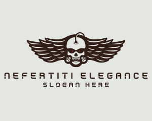 Angry Skull Wing logo design