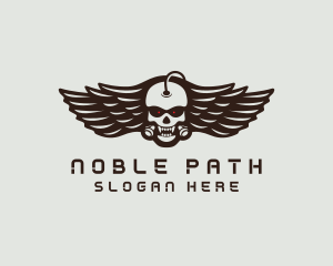 Angry Skull Wing logo design