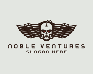 Angry Skull Wing logo design