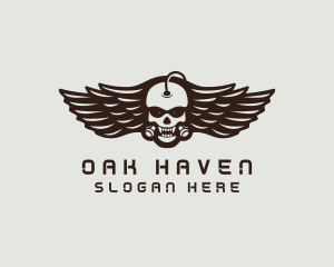 Angry Skull Wing logo design