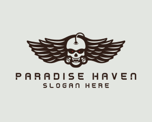 Angry Skull Wing logo design