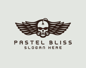 Angry Skull Wing logo design