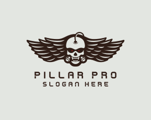 Angry Skull Wing logo design