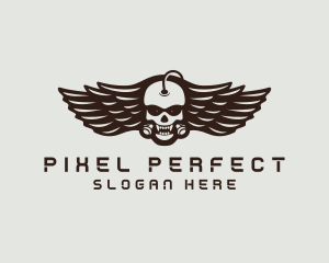 Angry Skull Wing logo design