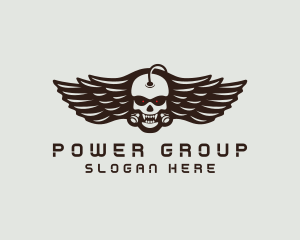 Character - Angry Skull Wing logo design