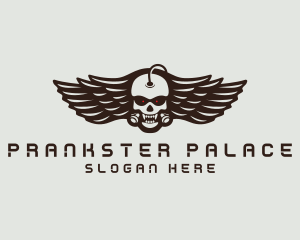 Angry Skull Wing logo design