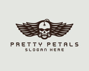 Angry Skull Wing logo design