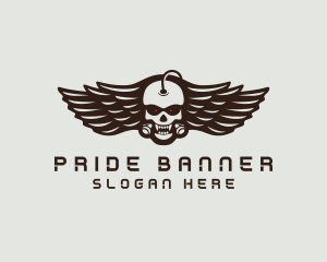 Angry Skull Wing logo design