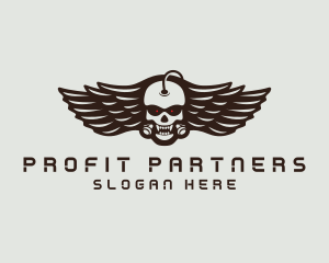 Angry Skull Wing logo design