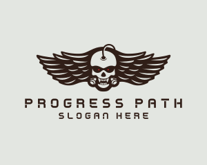 Angry Skull Wing logo design