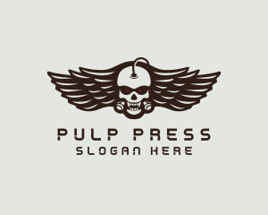 Angry Skull Wing logo design