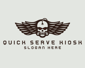 Angry Skull Wing logo design