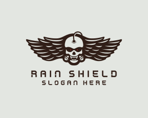 Angry Skull Wing logo design