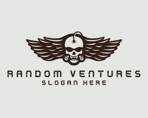 Angry Skull Wing logo design