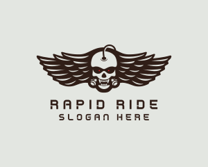 Angry Skull Wing logo design