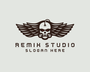 Angry Skull Wing logo design