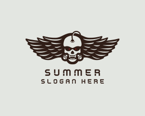 Angry Skull Wing logo design