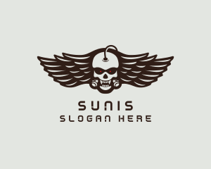 Angry Skull Wing logo design