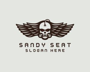 Angry Skull Wing logo design