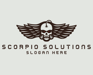 Angry Skull Wing logo design