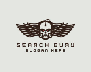 Angry Skull Wing logo design