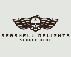 Angry Skull Wing logo design