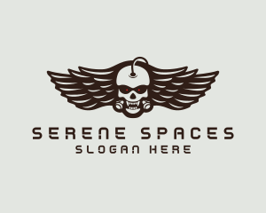 Angry Skull Wing logo design