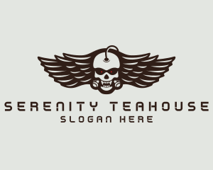 Angry Skull Wing logo design